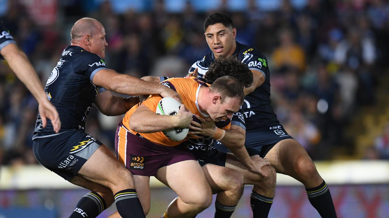 Taumalolo could face-off against former Broncos prop Matt Lodge. Picture: NRL Images.