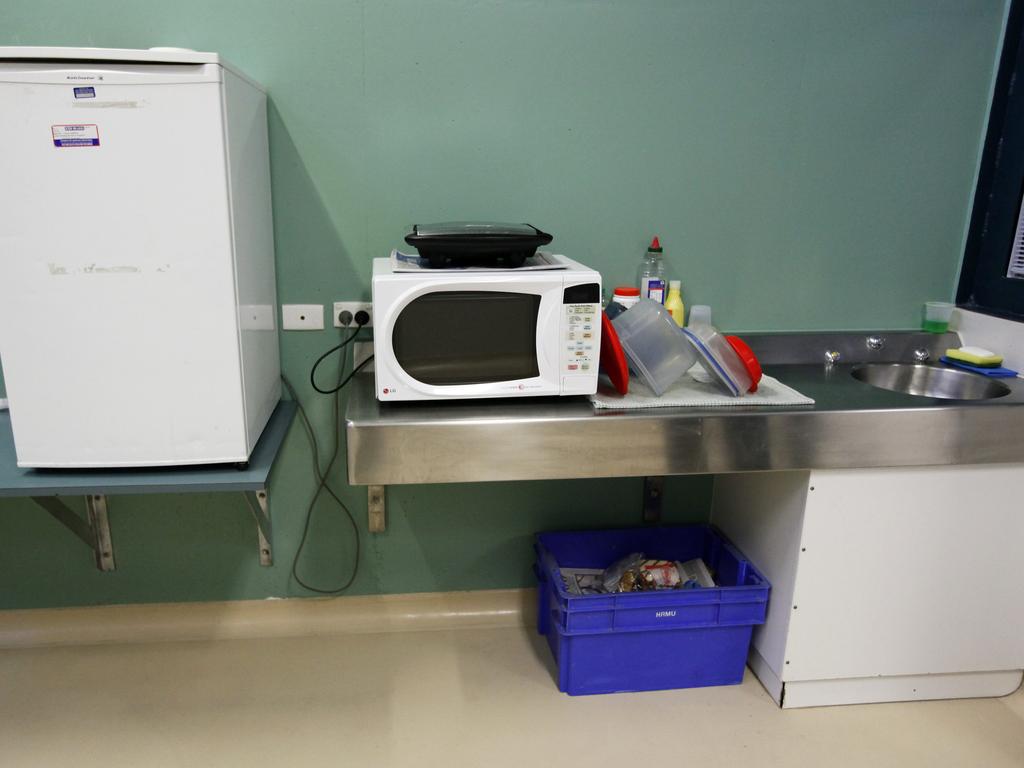 Sandwich maker and microwave inside shared day room attached to cells inside Supermax prison where Milat spent almost 18 years.