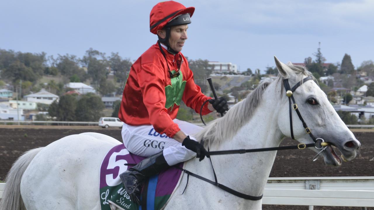 Rosie Posie and Gary Geran return after their Warwick Cup win at Allman Park on Saturday.