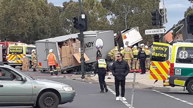 Serious crash at the Toll Gate intersection. Picture: Lynton Grace