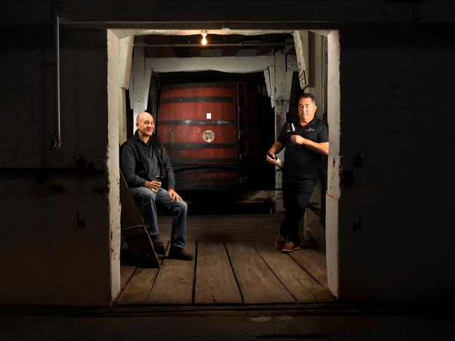 It is Bleasdale winery's 170th anniversary this month.  Bleasdale Senior Windmaker Paul Hotker and Bleasdale Brand Ambassador Robbie Potts. Picture: Tricia Watkinson