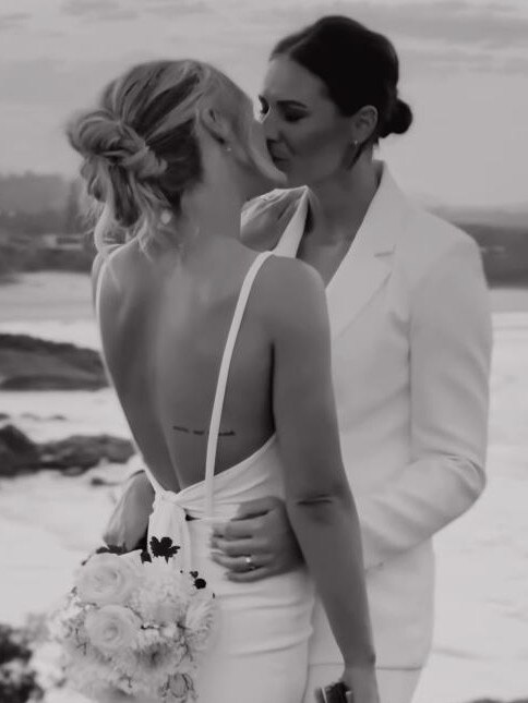 The loved-up pair, both dressed in white, have been together for eight years.