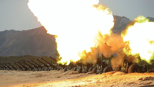 North Korean artillery exrcise on Wednesday. Picture: AFP