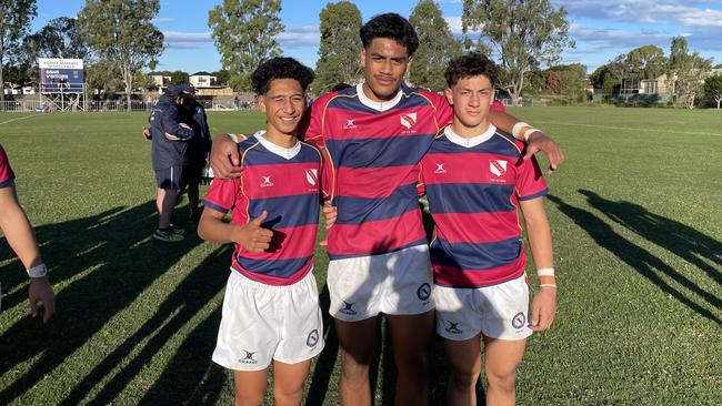 Marley Ngatai, Roman Siulepa and Trent Picot after Brisbane State High’s round one win over Toowoomba Grammar.