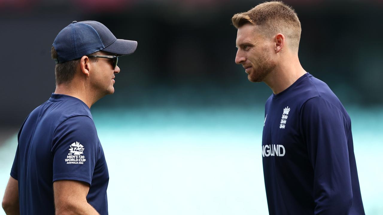 Matthew Mott with England captain Jos Buttler.