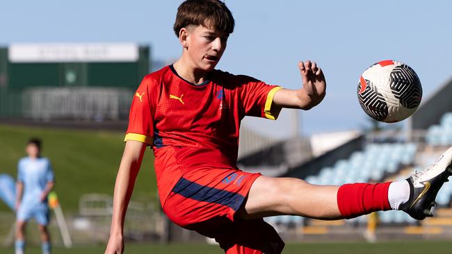 Jul 20: Match action in the 2024 National Youth Championships U15 Boys Semi Final 2 between South Australia and NSW Metro Navy at Win Stadium (Photos: Damian Briggs/Football Australia)