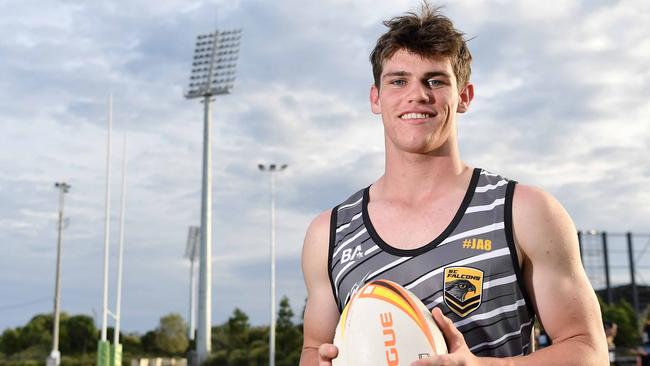 Benjamin Hunter pictured when he was named in the Sunshine Coast Falcons’ U16s side. Picture: Patrick Woods.