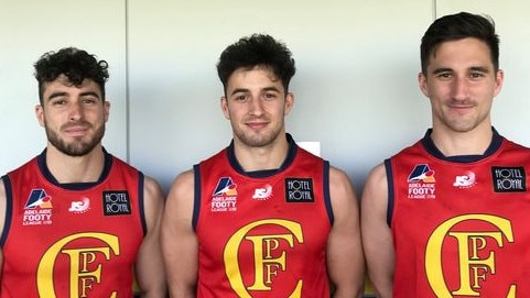 Flinders Park brothers Nic, James and Tom Schwarz. Picture: Flinders ParkFootball Club