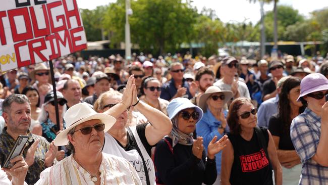 Thousands of demonstrators rally at Parliament House against violent crime in the wake of the murder of Declan Laverty last weekend. Picture: PEMA TAMANG Pakhrin