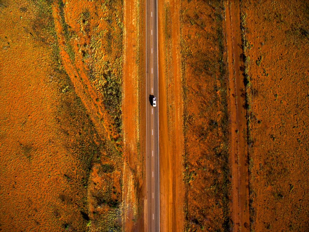 It’s an incredible drive along the Stuart Highway to Alice Springs – or you could get there by flight or rail. Picture: Sam Earp