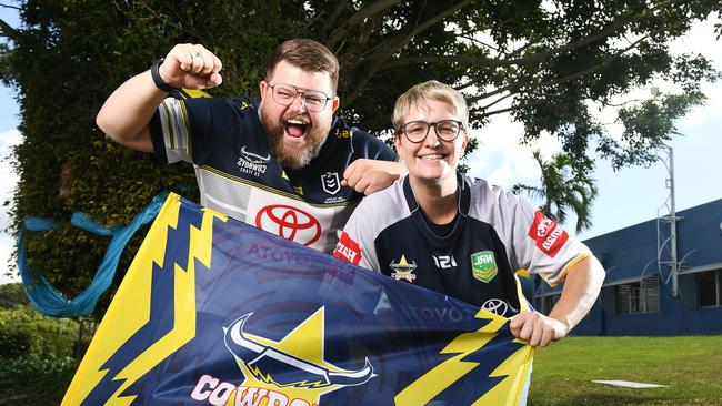 Triple M Breakfast's hosts Cliffo and Kate lead a campaign in September pushing people to ditch their work clothes on Friday and instead wear a Cowboy's jersey ahead of the semi final game. Picture: Shae Beplate.