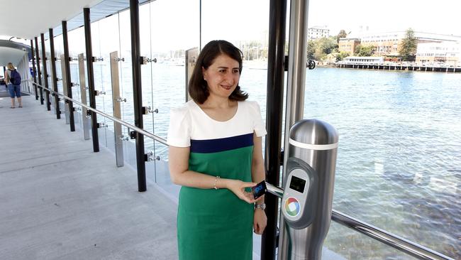 NSW Premier Gladys Berejiklian with an Opal card when she was Minister for Transport.