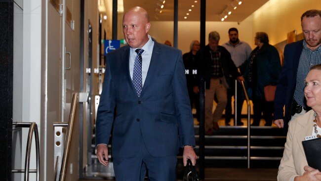 New Liberal Party leader Peter Dutton leaving a NSW Liberal Party meeting at its Sydney headquarters on Macquarie Street. Picture: NCA.
