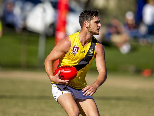 Labrador's Jayden Young in action in the QAFL match between Broadbeach and Labrador on Sunday . Picture: Jerad Williams