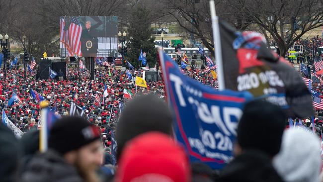 Supporters of US President Donald Trump gather to hear him speak during a rally near the White House. Picture: AFP