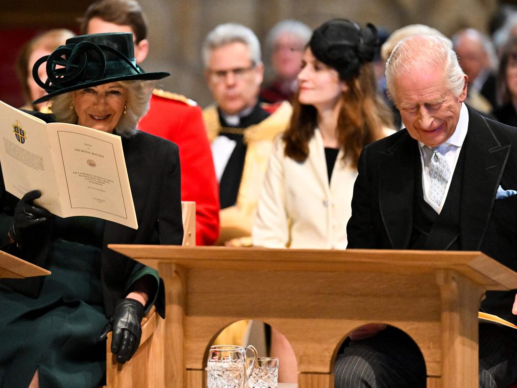 Britain's Queen Camilla and Britain's King Charles III attend the Royal Maundy Service at Durham Cathedral in Durham, England. Picture: AFP