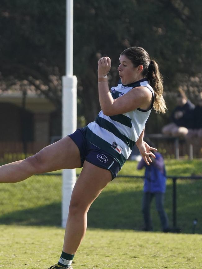 Old Geelong’s Gemma Flanders launches. Picture: Valeriu Campan