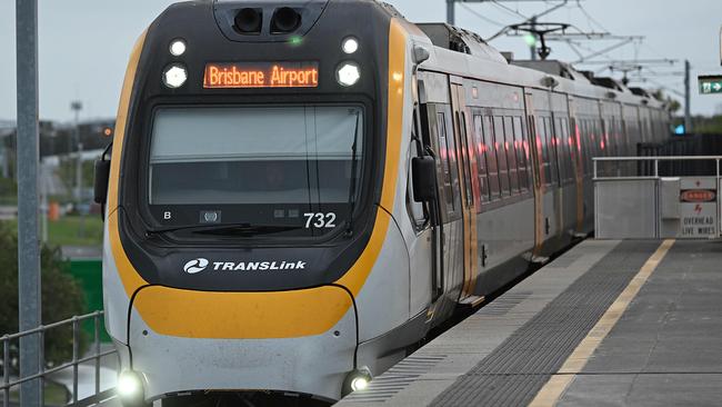 The Airtrain service at Brisbane Airport on Sunday. Picture: Lyndon Mechielsen