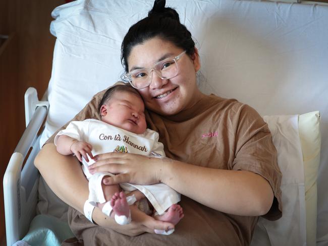 Baby Hannah was born at 12:16am at Joan Kirner Women's and Children's Hospital. Picture: David Caird