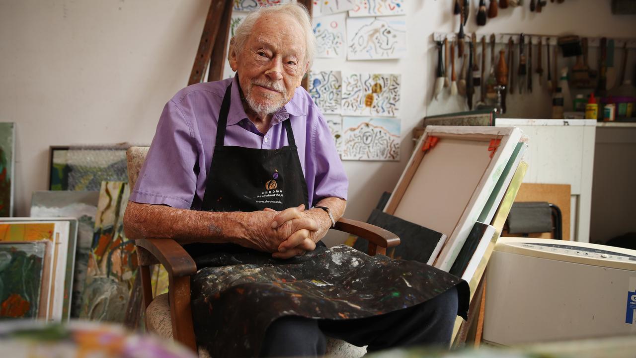 Archibald Prize winning artist Guy Warren will turn 100 on April 16. Picture: David Swift