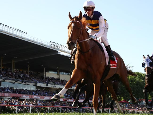 Aloisia records a dominant victory the Moonee Valley Vase on Saturday. Picture: Getty Images