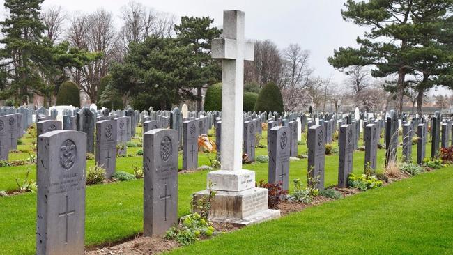 Hebben Cemetery, England, the burial place of Sgt. Leonard Garth Whibley, 83 Squadron RAF, born in Henley Beach. The Commonwealth War Graves Commission are looking for his relatives in South Australia.