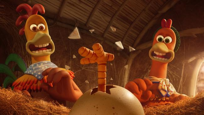 Rocky (Zachary Levi) and Ginger (Thandie Newton) are back in Aardman Studio’s Chicken Run: Dawn of the Nugget. Picture: Aardman/Netflix