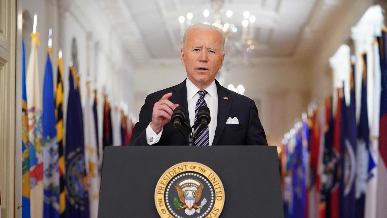 US President Joe Biden speaks on the anniversary of the start of the COVID-19 pandemic, in the East Room of the White House in Washington, DC. Picture: AFP