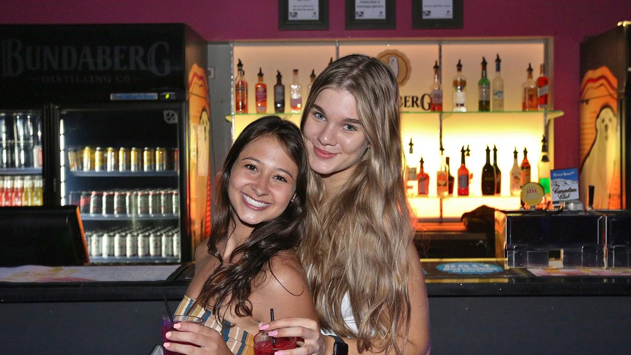 L-R Haley McStay and Alana Wemyss at Zodiac Nightclub.Photo Liam Fahey / Morning Bulletin