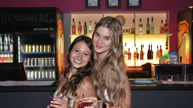 L-R Haley McStay and Alana Wemyss at Zodiac Nightclub.Photo Liam Fahey / Morning Bulletin