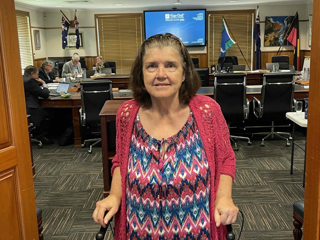 Anti-tower campaigner Delma Taylor at the Fraser Coast Regional Council Chambers on November 22, 2023