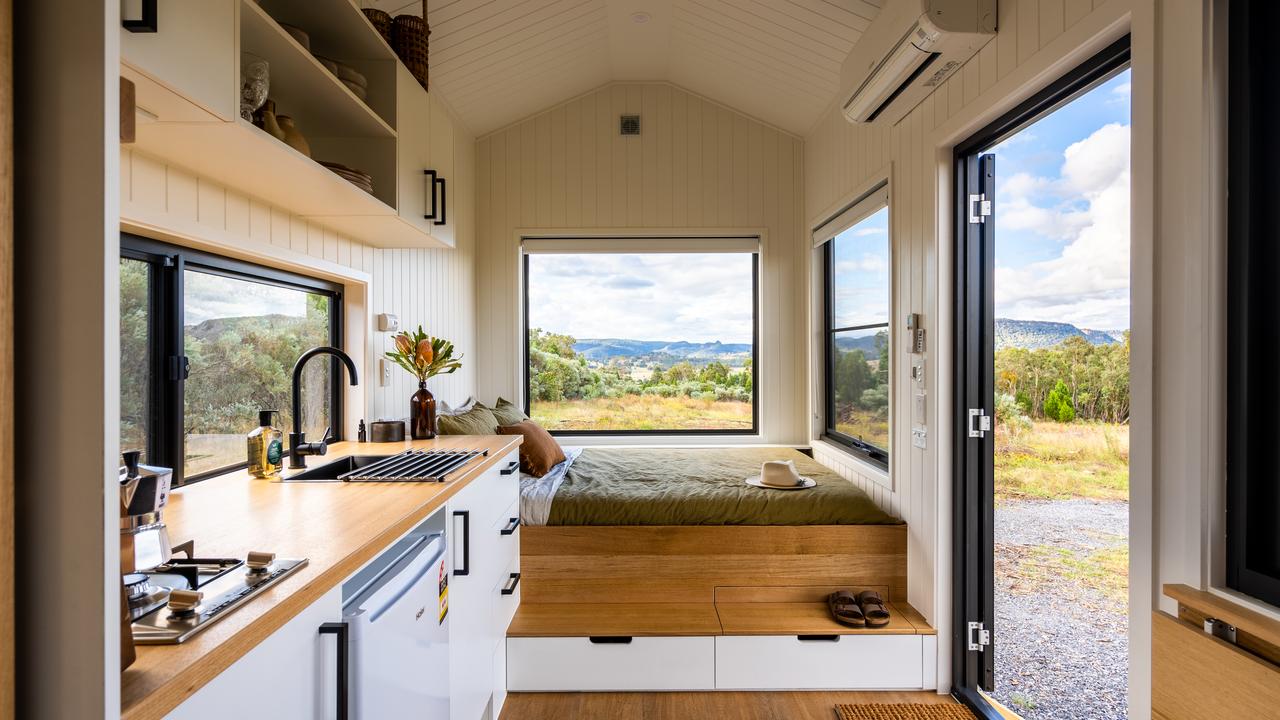 Inside one of the tiny homes.