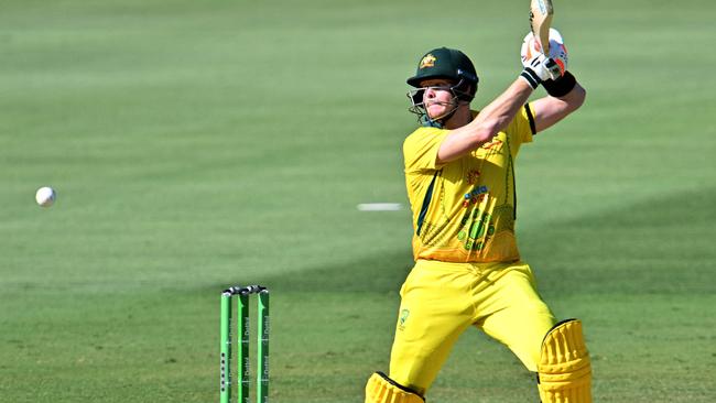 Australia's Steve Smith plays a shot on his way to a superb century in Cairns.