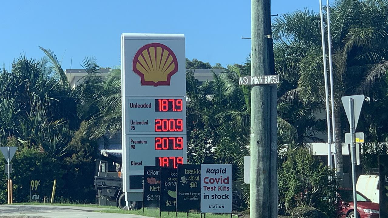 Fuel prices were sky-high and there were long queues at service centres across parts of the Northern Rivers during flooding on during flooding of the region on Wednesday March 2, 2022. Picture: Liana Boss