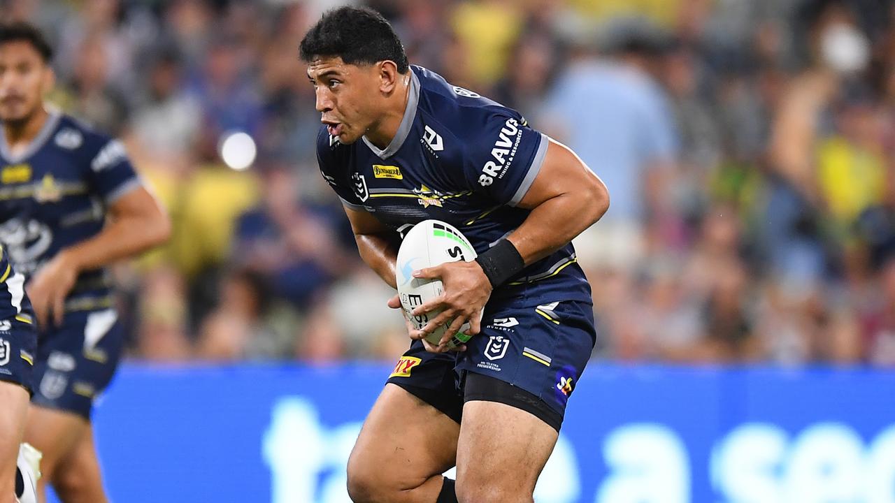 TOWNSVILLE, AUSTRALIA - MARCH 19: Jason Taumalolo of the Cowboys in action during the round two NRL match between the North Queensland Cowboys and the Canberra Raiders at Qld Country Bank Stadium, on March 19, 2022, in Townsville, Australia. (Photo by Albert Perez/Getty Images)
