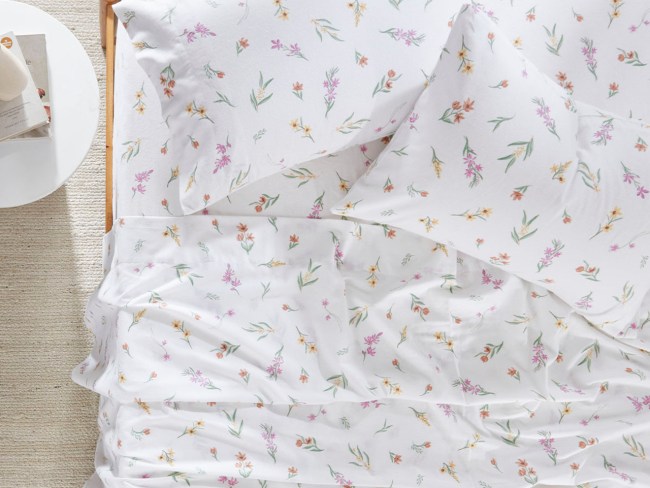 Pillow Talk Floral Stems Printed Flannelette Sheet Set. Picture: Pillow Talk.