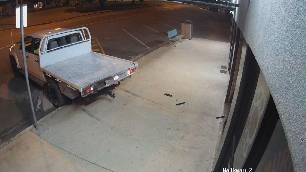 CCTV captured Jay Scott Burnett intentionally reversing his utily into his father's shop on Lamb Street. Photo/QPS.
