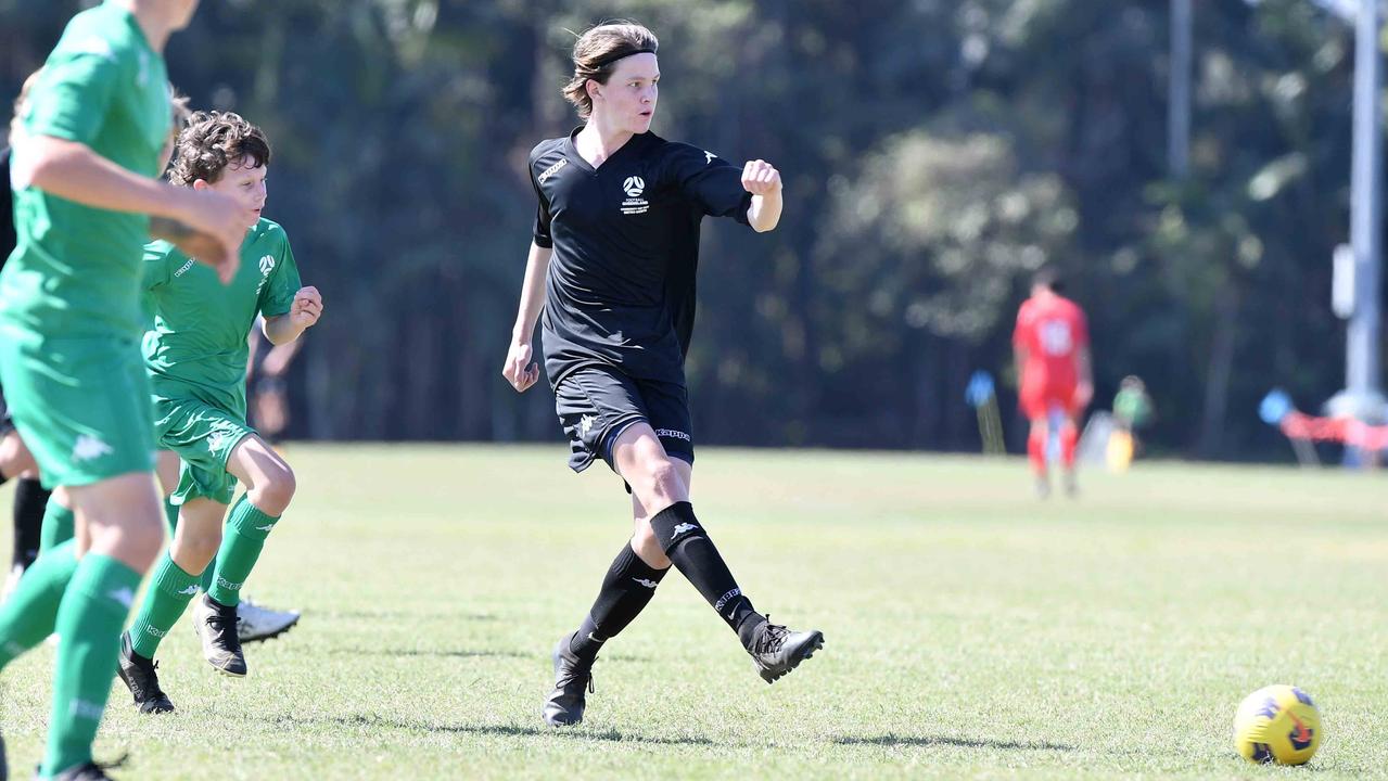 Football Queensland Community Cup carnival, Maroochydore. U13 boys, Sunshine Coast V Metro North. Picture: Patrick Woods.