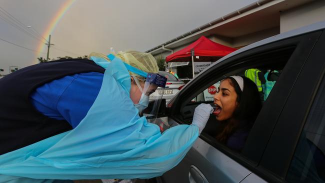 A local resident gets tested at Casula. Picture: Gaye Gerard