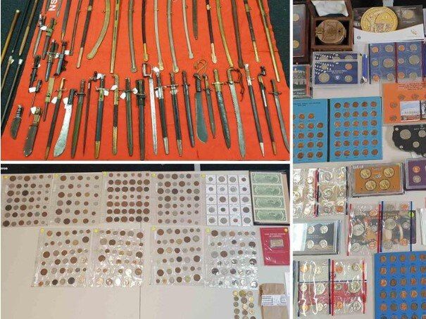 Richmond Police Rural Crime Prevention Team seized collectable coins, weapons and documentation from the couplewhen they raided an East Lismore property on December 15, 2020, under Strike Force Munyana.