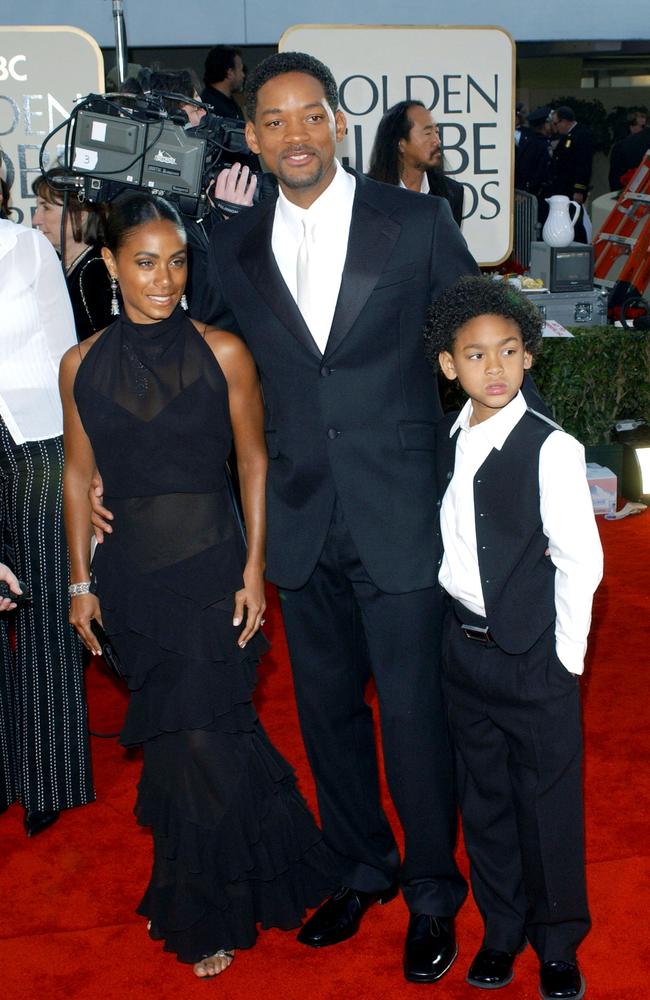 Will Smith with his wife Jada Pinkett Smith and their first son Trey at the 59th Annual Golden Globe Awards in 2002. Picture: Getty Images