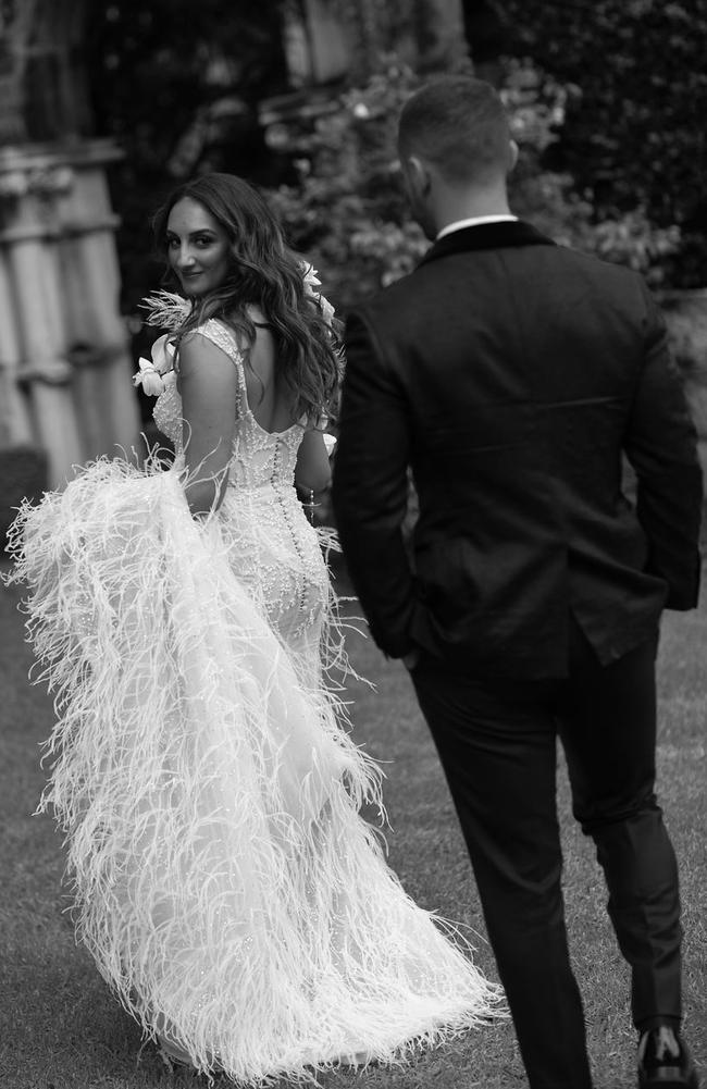 The couple exchanged vows in the same bush chapel Luke’s parents were married in. Picture: Blumenthal Photography