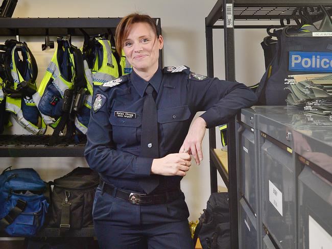 Family violence investigator Senior Sergeant Helen Chugg at Caroline Springs Police Station. Picture: Nicki Connolly