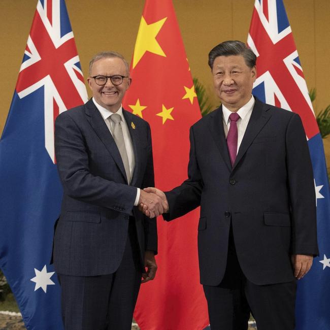 Prime Minister Anthony Albanese meets China's President Xi Jinping in a bilateral meeting during the 2022 G20 summit in Nusa Dua, Bali, Indonesia last November. Picture: Twitter