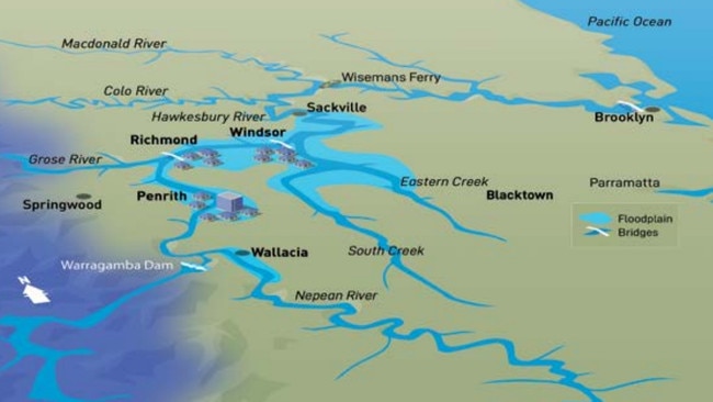 A flood risk map of the Hawkesbury Nepean Valley.