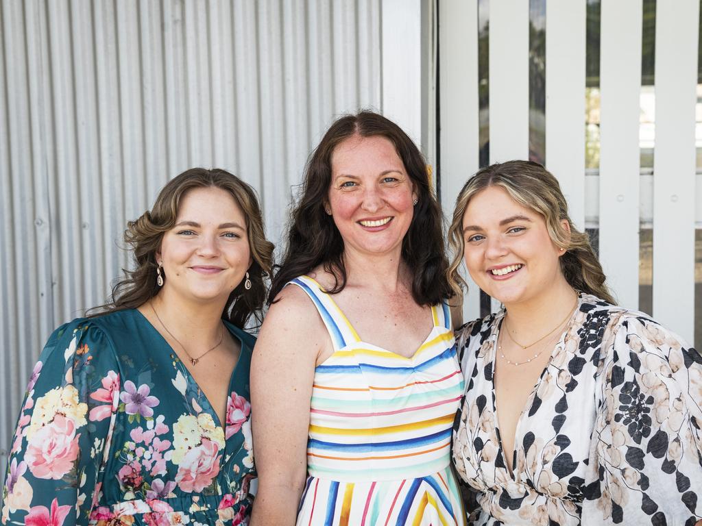 At the Ladies Diamond Luncheon are (from left) Bianca Yarrow, Trudy Good and Mackenzie Sommerlad hosted by Toowoomba Hospital Foundation at The Goods Shed, Friday, October 11, 2024. Picture: Kevin Farmer