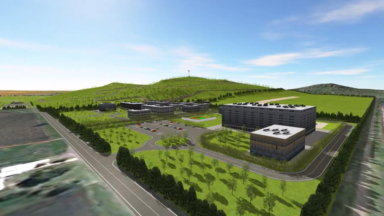 3D renders from 2021 and 2022 of Gondwana Australia, a concept for a massive $650m testing facility and proving grounds for the global automotive industry near Toowoomba.