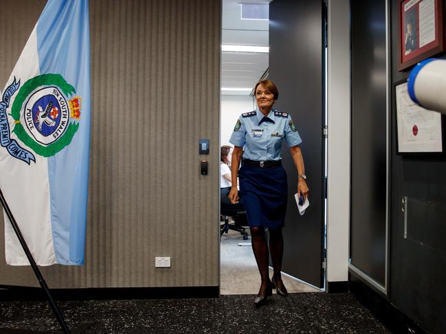 Facing newed criticism... NSW Police Commissioner Karen Webb arrives to a press conference on Tuesday. Picture: NCA NewsWire / Nikki Short