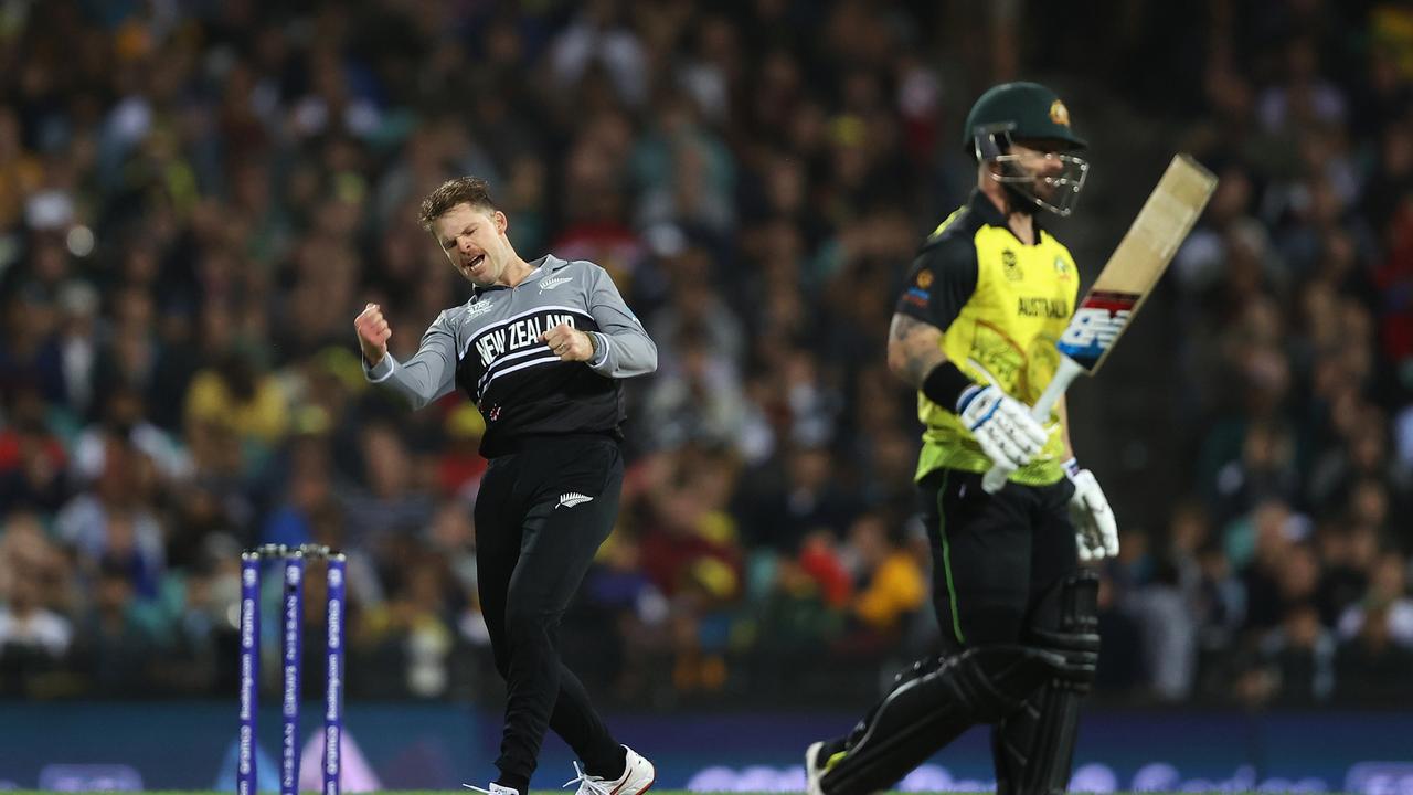 Lachlan Ferguson celebrates the dismissal of Matthew Wade. Picture: Getty