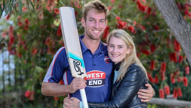 Will Bosisto in Adelaide with his girlfriend Olivia Saunders. Picture: BRENTON EDWARDS.